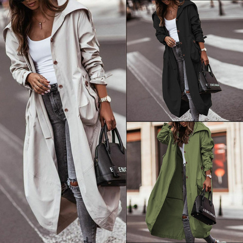 New Women's Casual Mid-length Trench Coat