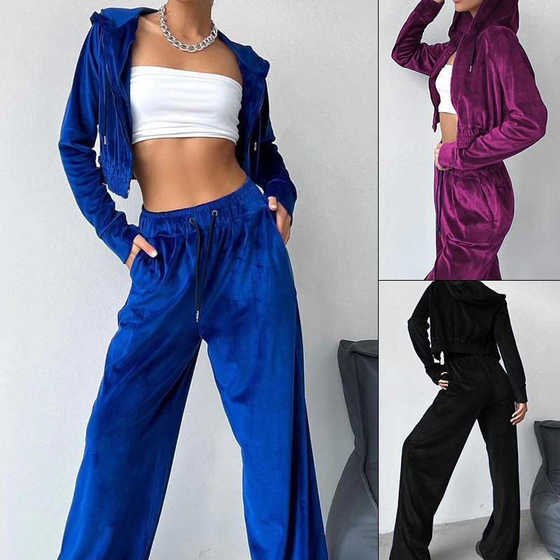 New Fashion Sports Hooded Sweatshirt + Wide-leg Pants Two-piece Set