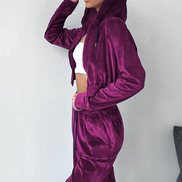 New Fashion Sports Hooded Sweatshirt + Wide-leg Pants Two-piece Set