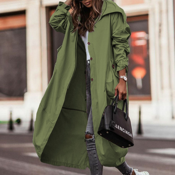 New Women's Casual Mid-length Trench Coat