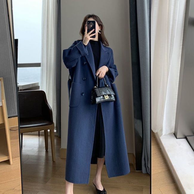 Woolen Casual Women Faux Wool Fashion Long Coat