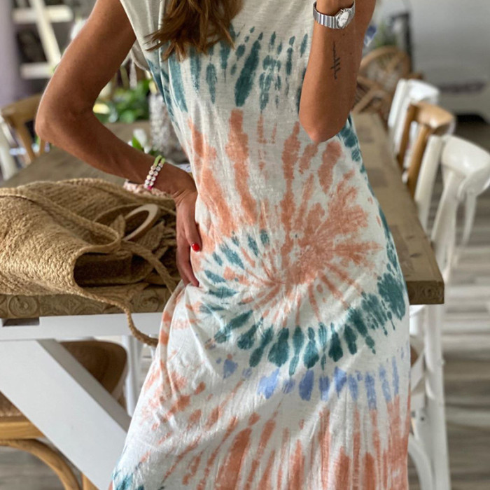 New Fashion Print Split Loose Maxi Dress