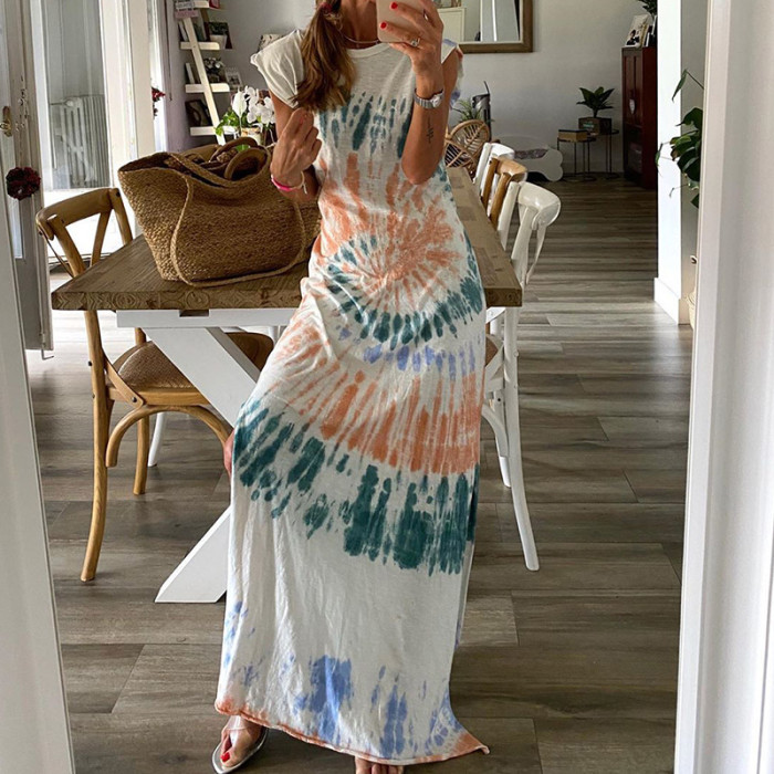 New Fashion Print Split Loose Maxi Dress