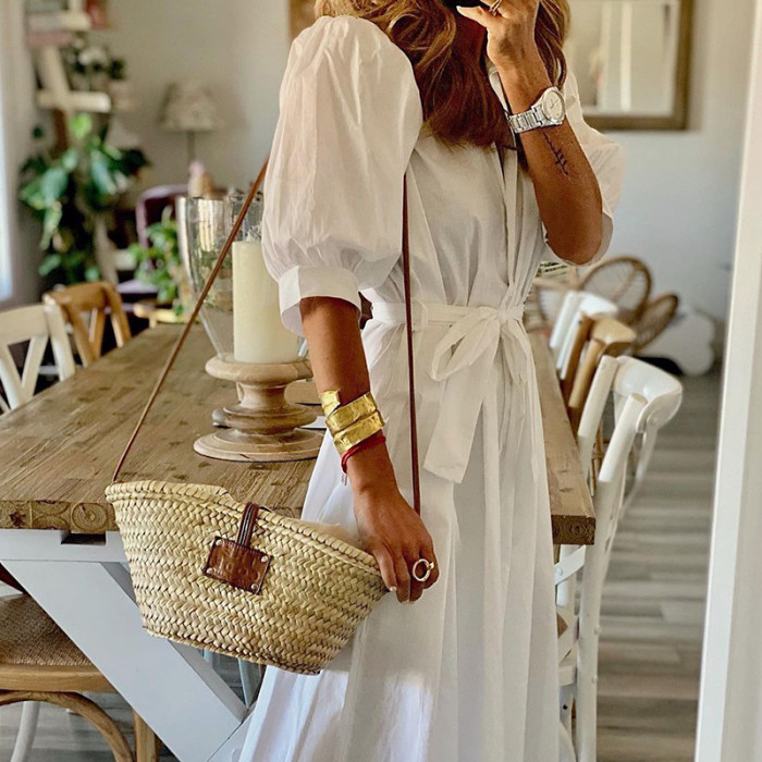 Women's New Fashion Solid Color Maxi Dress