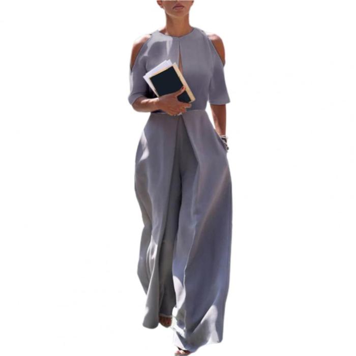 Casual Loose High-Waist Half Sleeve Jumpsuit