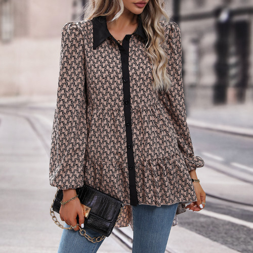 Women's Casual Printed Long Sleeve Blouse