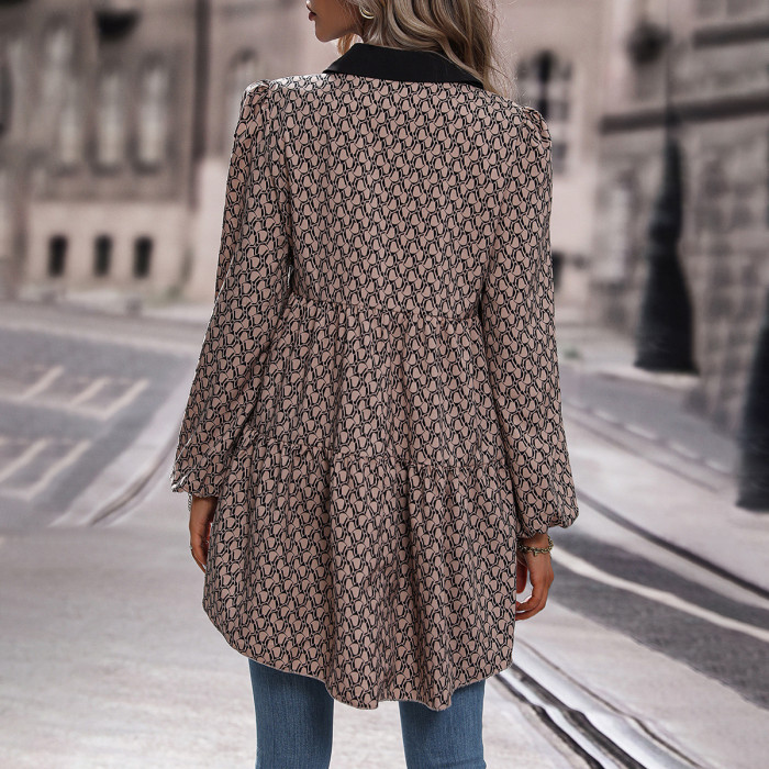 Women's Casual Printed Long Sleeve Blouse