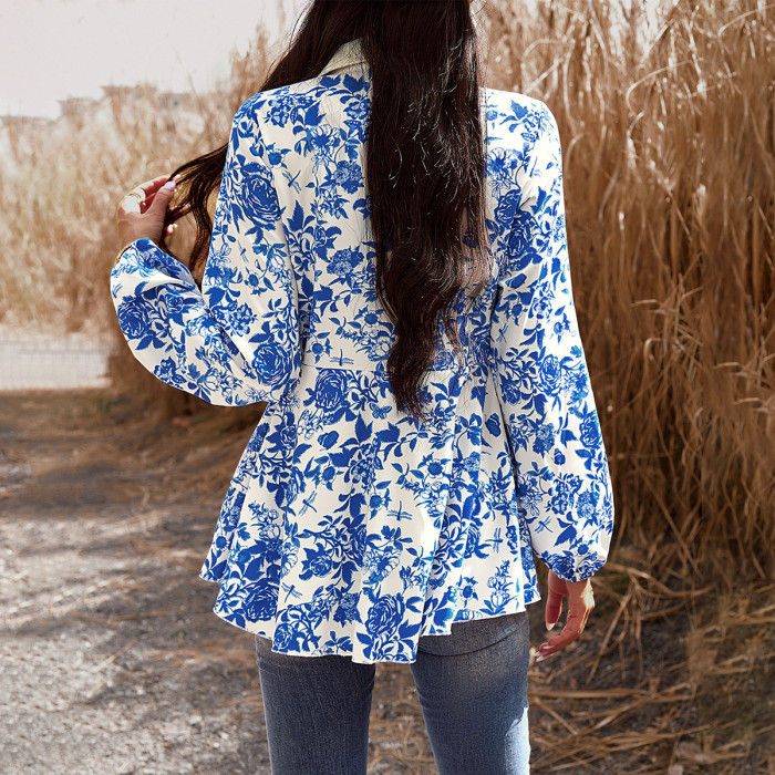 Women's Casual Print Long Sleeve Blouse