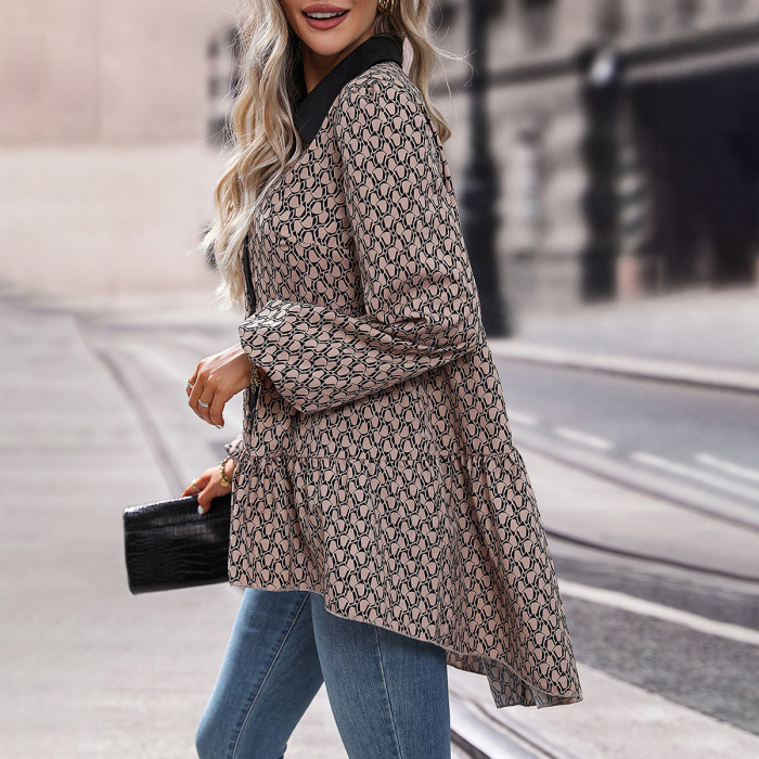 Women's Casual Printed Long Sleeve Blouse