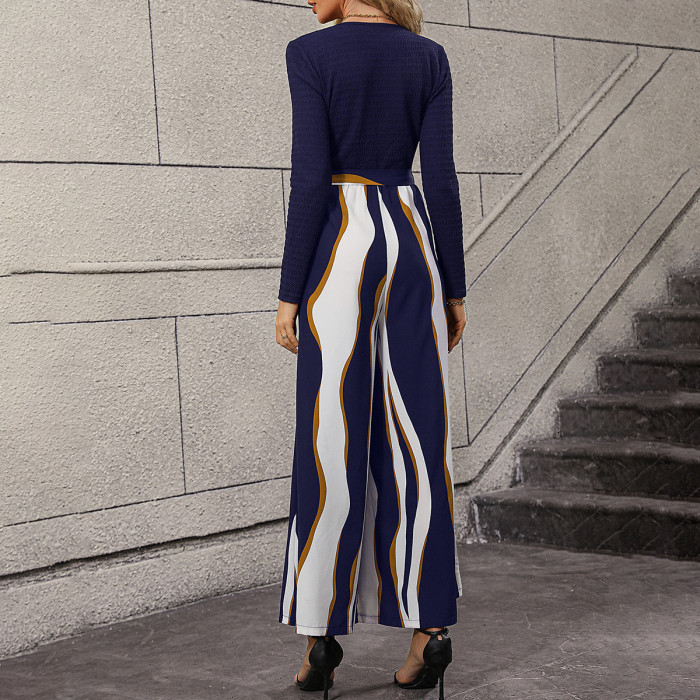 Women's Elegant V Neck Long Sleeve Jumpsuit