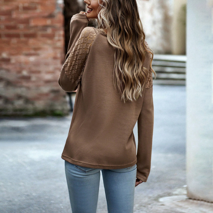 Women's Casual Long Sleeve V-Neck Knitted Sweater
