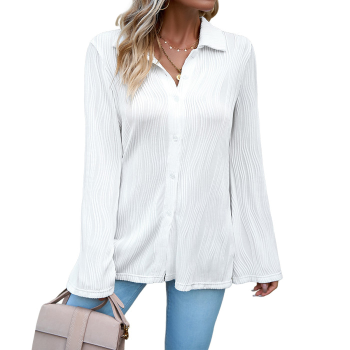 Women's Solid Color Long Sleeve Blouse