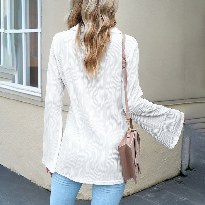 Women's Solid Color Long Sleeve Blouse