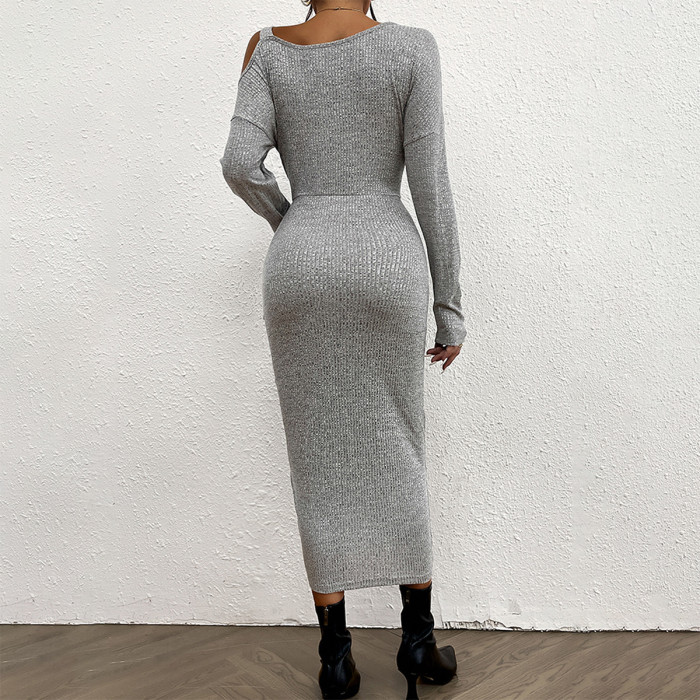Women's Fashion Solid Color Knitted Dress