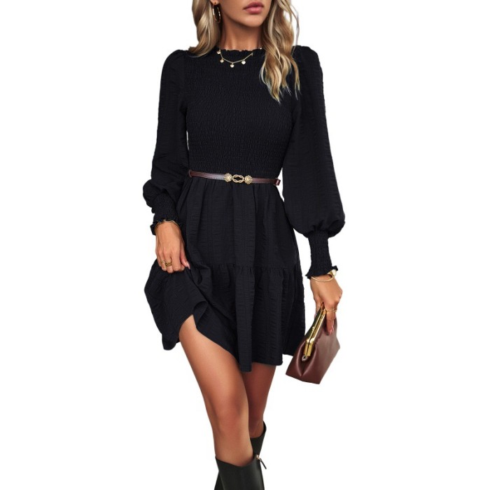 Women's Solid Color Long Sleeve Casual Dress