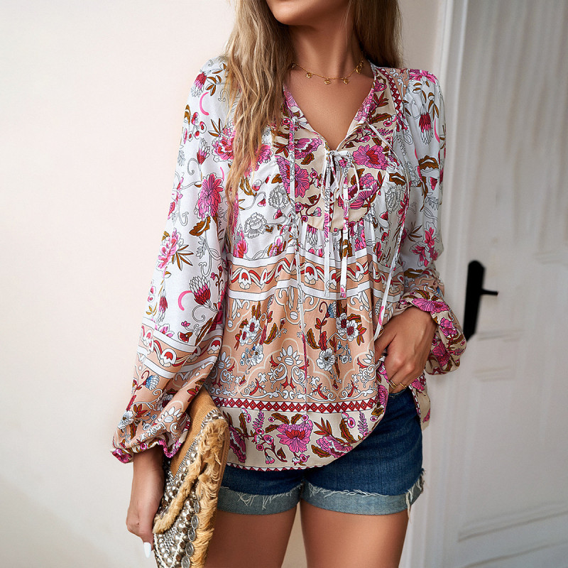 Women's Casual Long Sleeve Printed Blouse