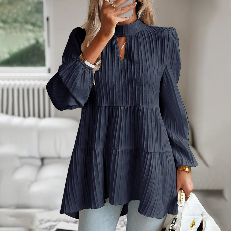 Women's Elegant Solid Color Long Sleeve Blouse