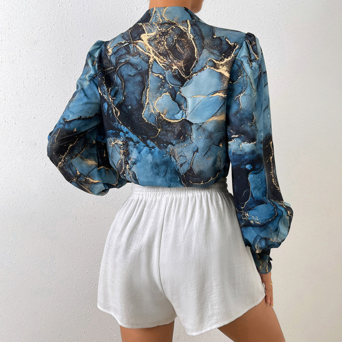 Women's Printed Long Sleeve Casual Blouse