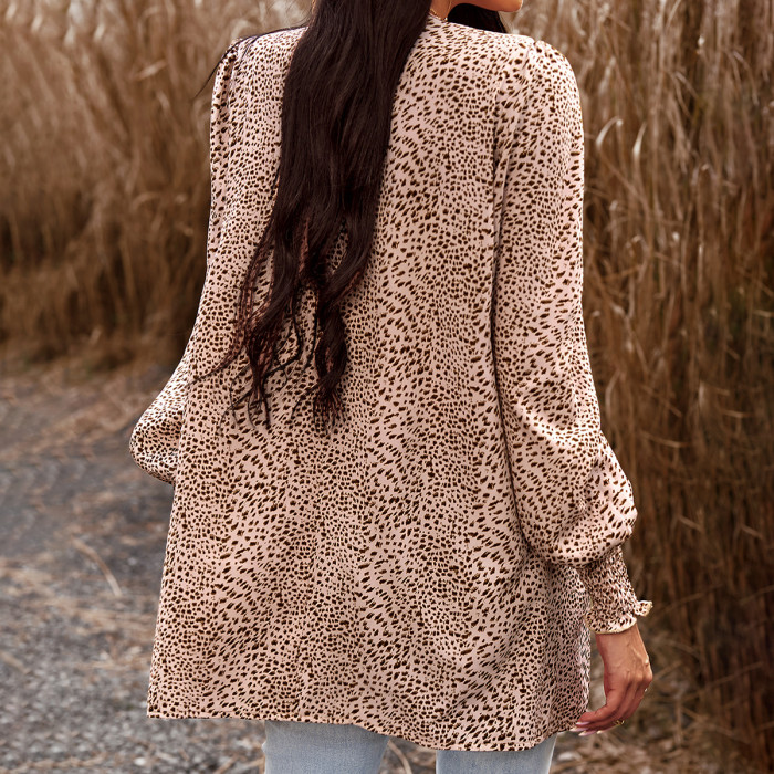 Women's Elegant Printed Long Sleeve Cardigan Coat