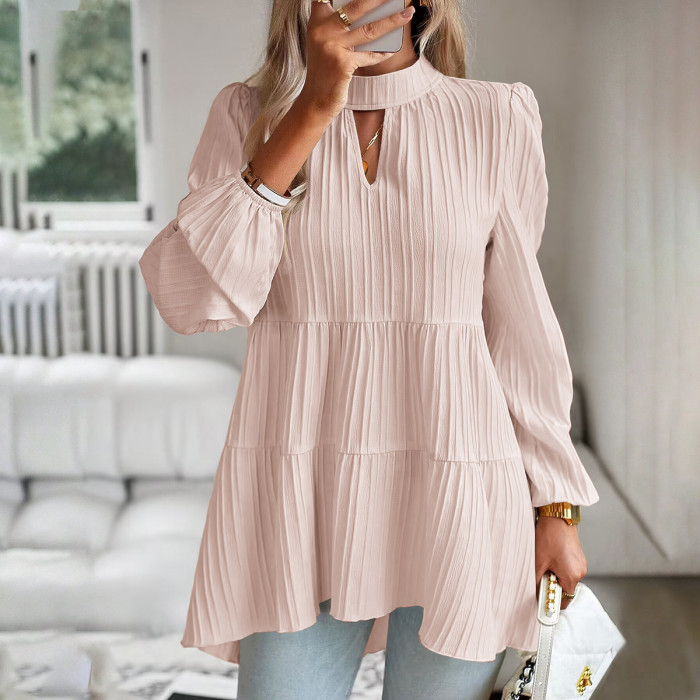 Women's Elegant Solid Color Long Sleeve Blouse