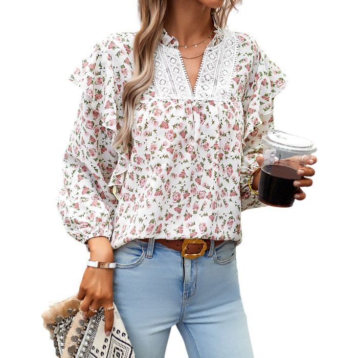 Women's Floral Casual Elegant Long Sleeve Blouse