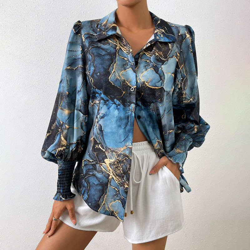 Women's Printed Long Sleeve Casual Blouse