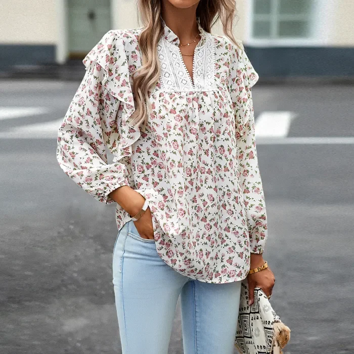 Women's Floral Casual Elegant Long Sleeve Blouse
