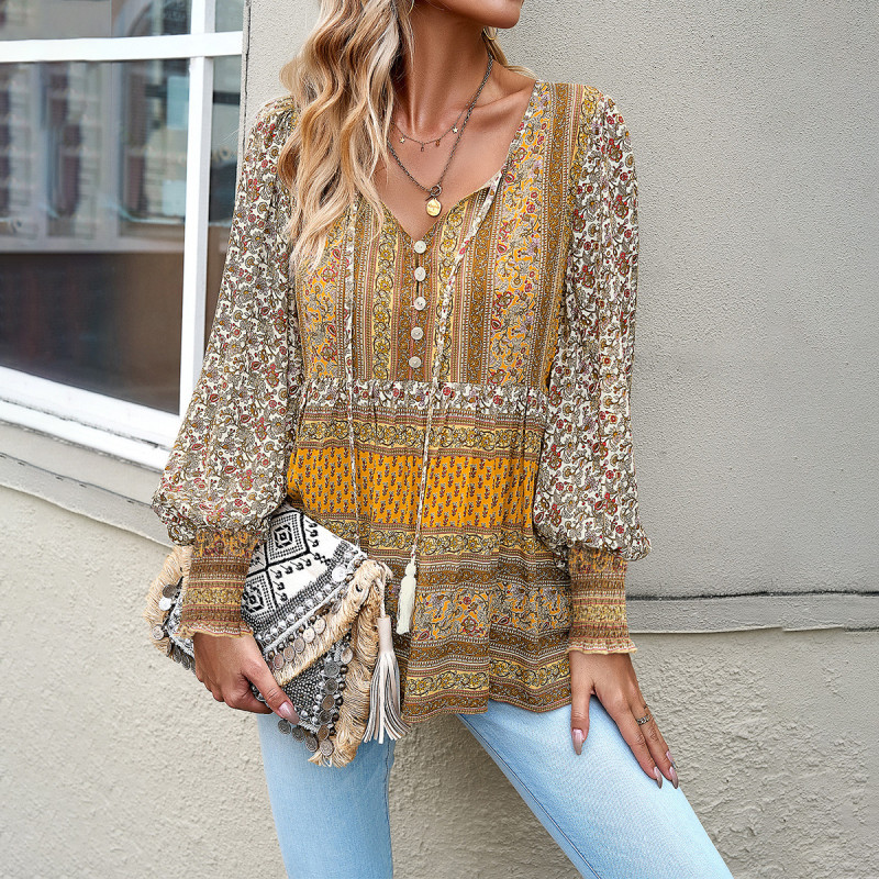 Women's Printed Casual Long Sleeve Blouse