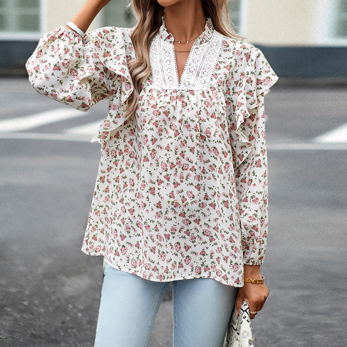 Women's Floral Casual Elegant Long Sleeve Blouse