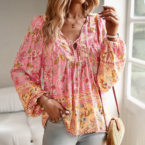 Women's Casual Long Sleeve Printed Blouse