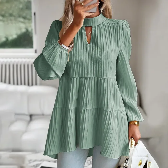 Women's Elegant Solid Color Long Sleeve Blouse