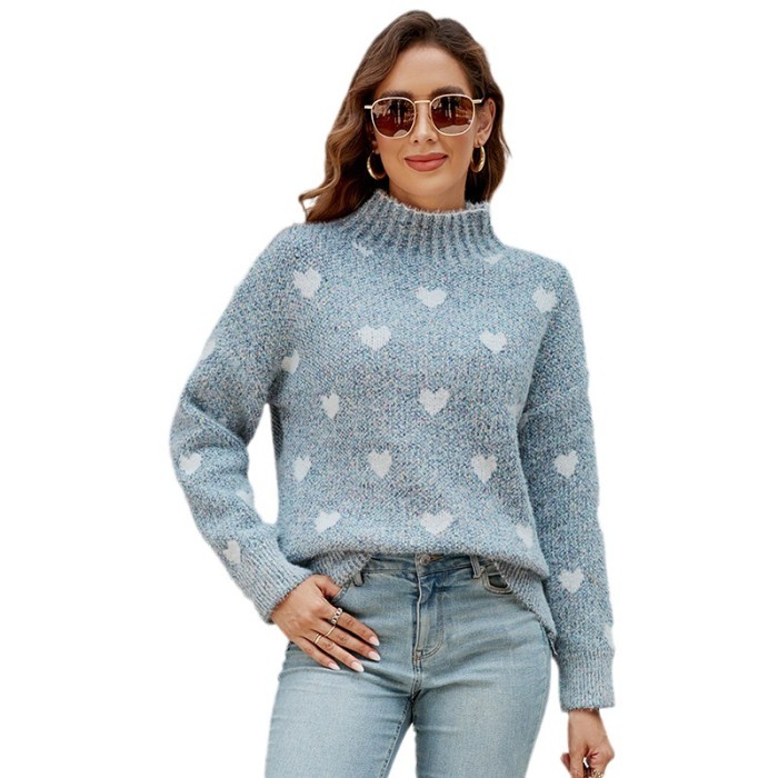 Women's New Loose Knitted Sweater with Love Print