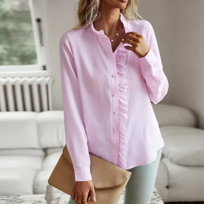 Women's Striped Long Sleeve Blouse