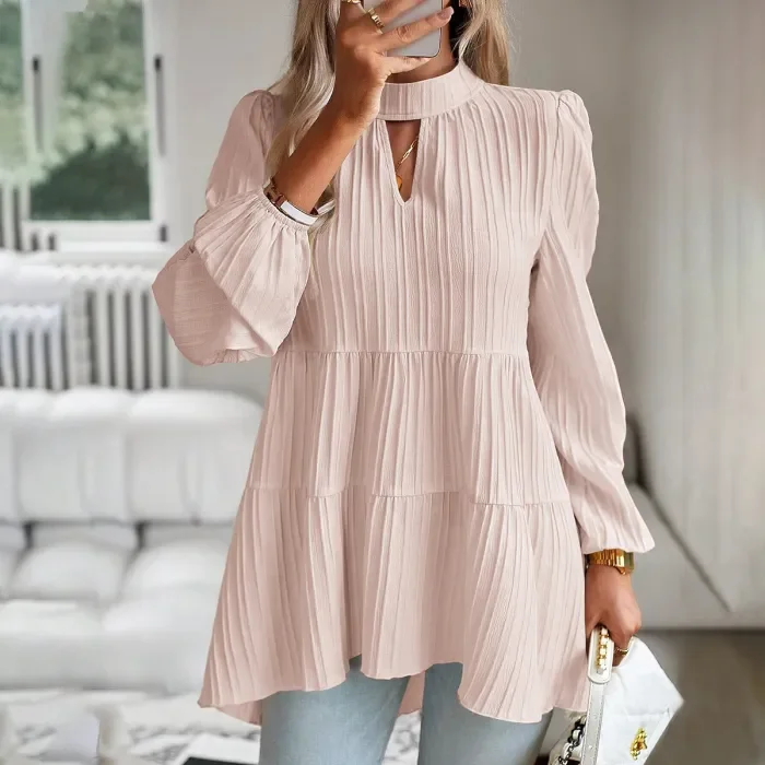 Women's Elegant Solid Color Long Sleeve Blouse