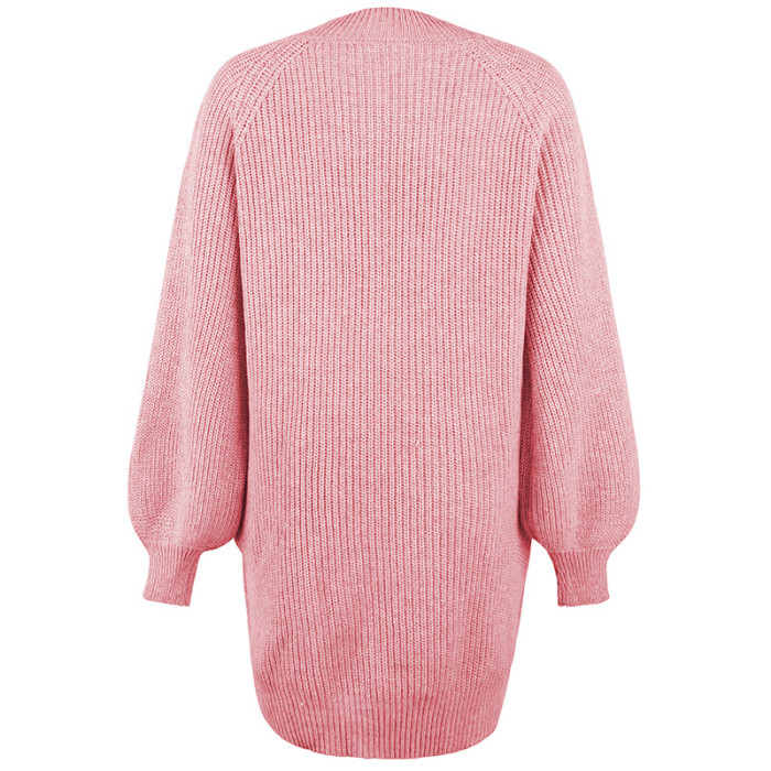 Women's Fashion Casual Solid Color Button Knitted Sweater