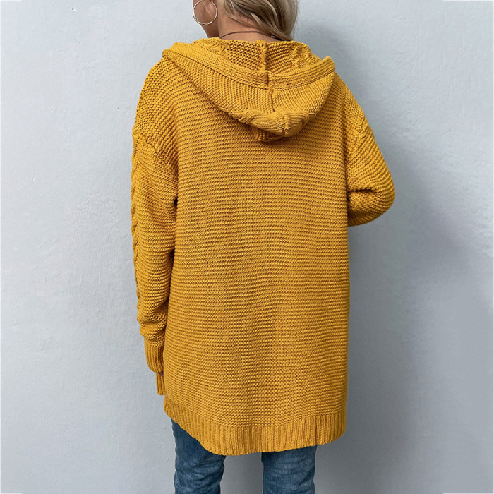 Women Winter Thick Warm Hooded Knitted Cardigan main image 0