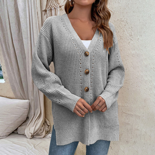 Women's Hollow Casual Solid Color Knitted Cardigan