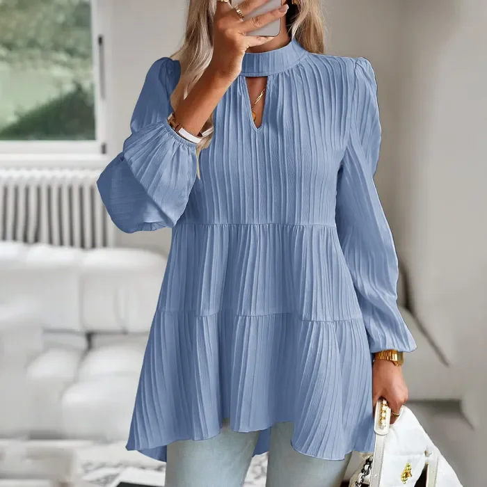 Women's Elegant Solid Color Long Sleeve Blouse