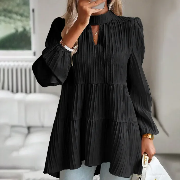 Women's Elegant Solid Color Long Sleeve Blouse