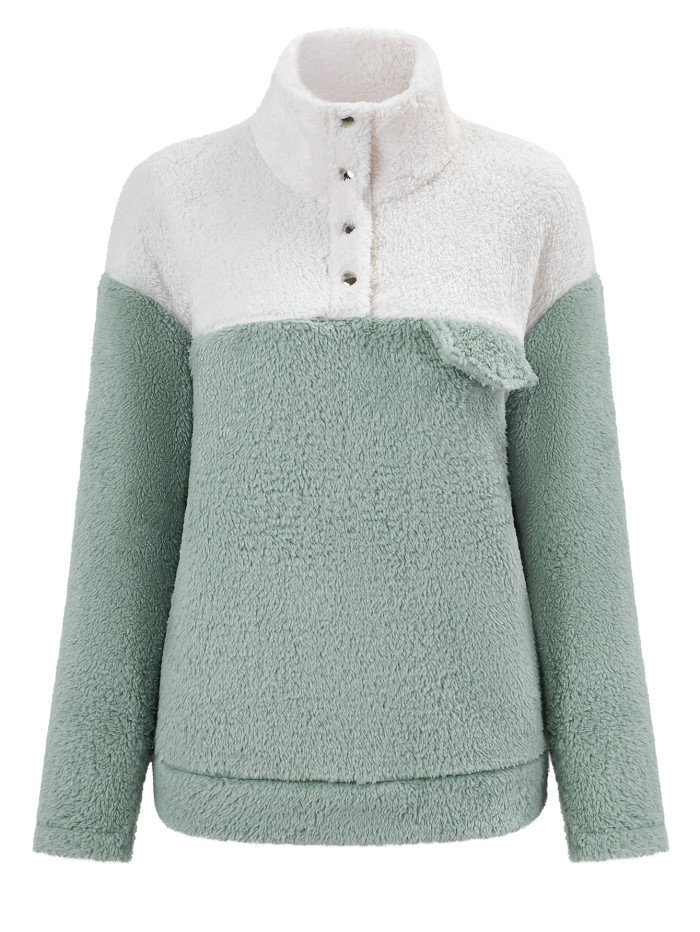 New Fashion Women's Patchwork Color Plush Top