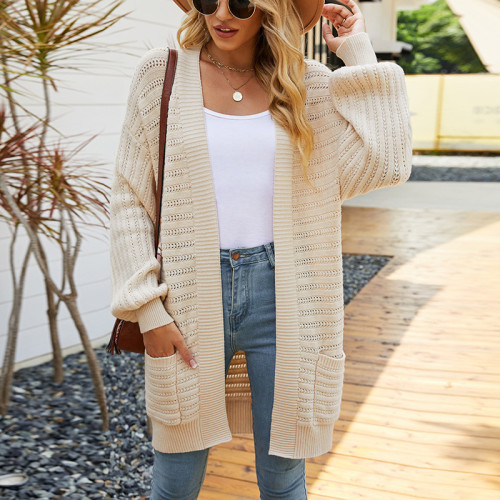 Women's New Fashionable Solid Color Knitted Cardigan