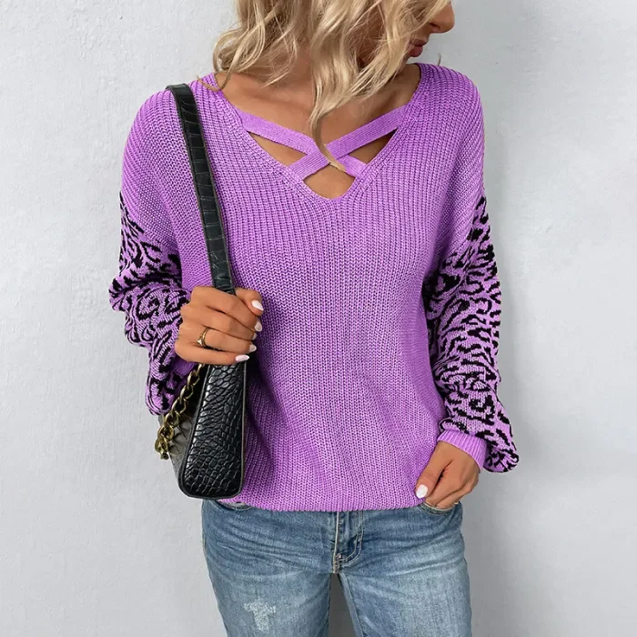 New Fashion Casual Leopard Print Knitted Sweater