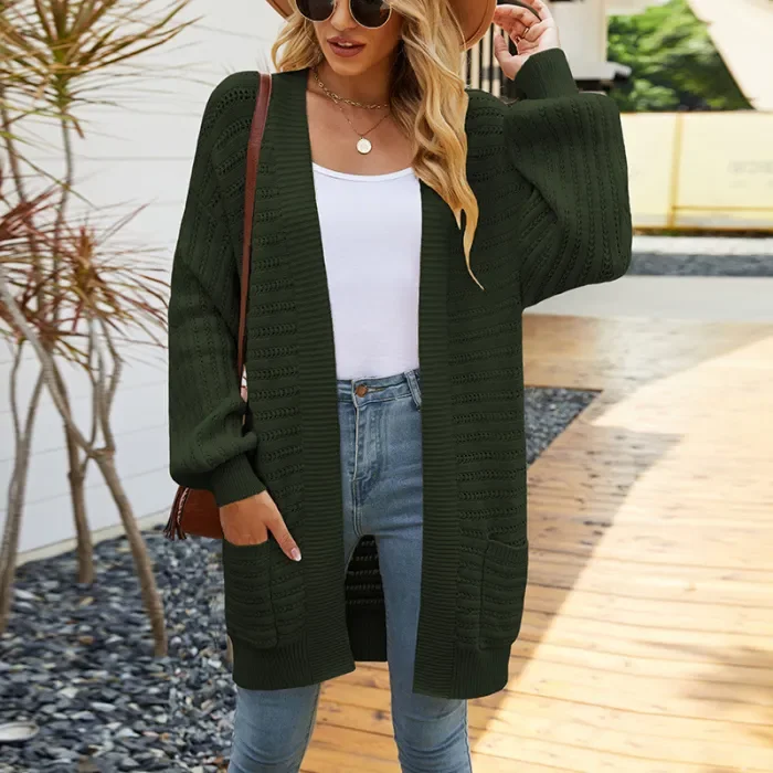 Women's New Fashionable Solid Color Knitted Cardigan