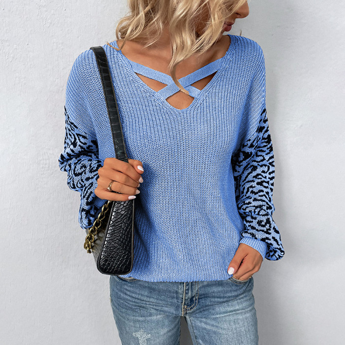 New Fashion Casual Leopard Print Knitted Sweater