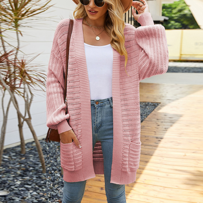 Women's New Fashionable Solid Color Knitted Cardigan