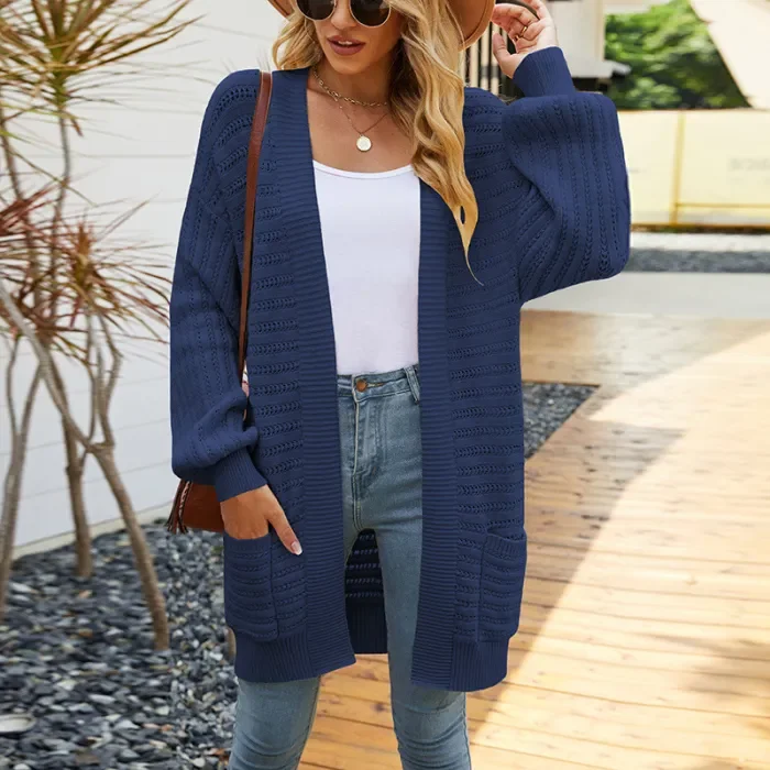 Women's New Fashionable Solid Color Knitted Cardigan