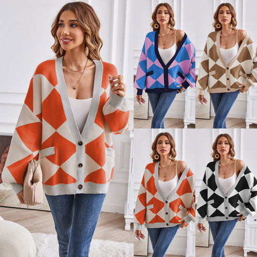 New Women's V-Neck Casual Loose Knitted Cardigan