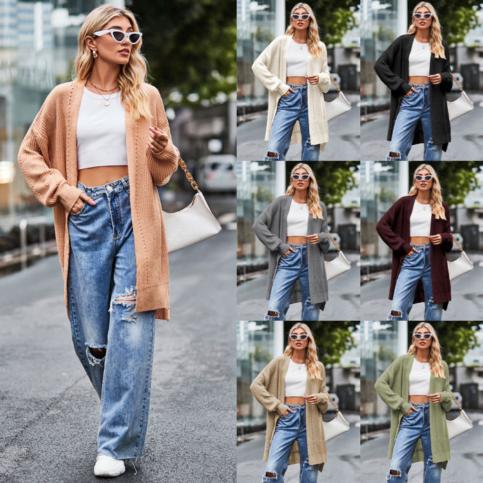 New Women's Solid Color Loose Knitted Coat