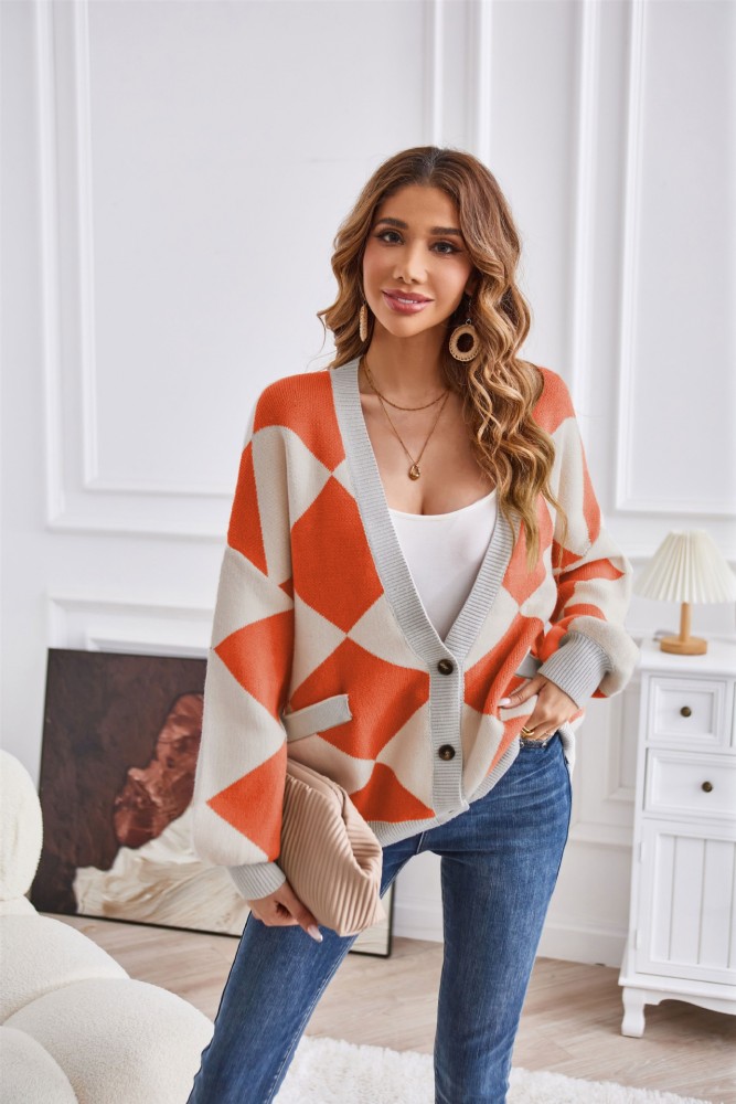 New Women's V-Neck Casual Loose Knitted Cardigan