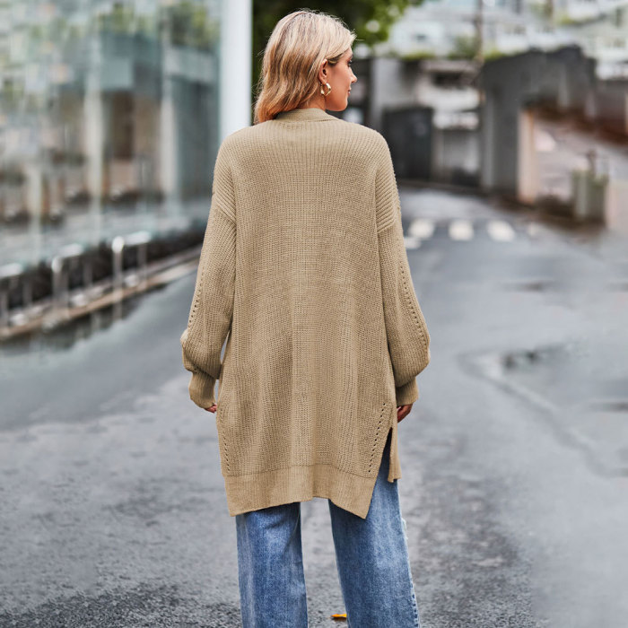 New Women's Solid Color Loose Knitted Coat